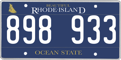 RI license plate 898933