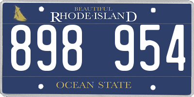 RI license plate 898954