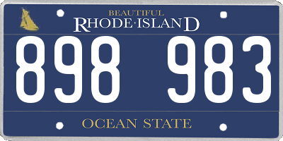 RI license plate 898983