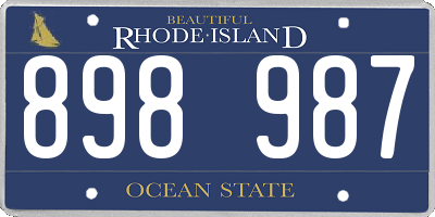 RI license plate 898987