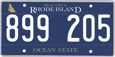 RI license plate 899205