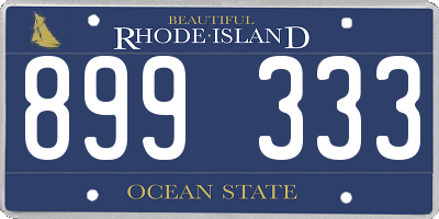 RI license plate 899333