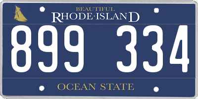 RI license plate 899334