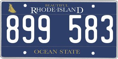 RI license plate 899583