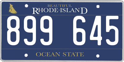RI license plate 899645