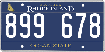 RI license plate 899678
