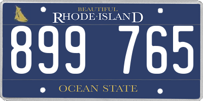 RI license plate 899765