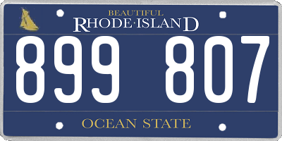 RI license plate 899807