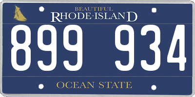RI license plate 899934