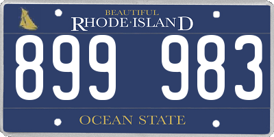 RI license plate 899983