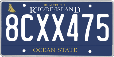 RI license plate 8CXX475