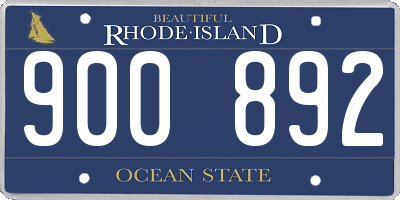 RI license plate 900892