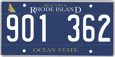 RI license plate 901362