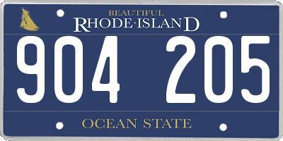 RI license plate 904205