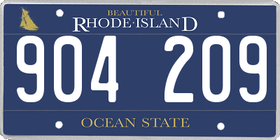 RI license plate 904209