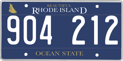 RI license plate 904212