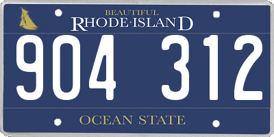 RI license plate 904312