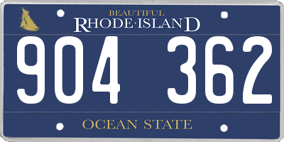 RI license plate 904362