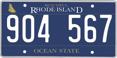 RI license plate 904567