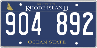 RI license plate 904892