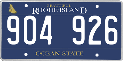RI license plate 904926