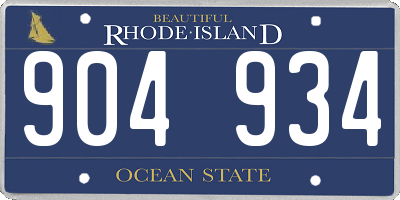 RI license plate 904934
