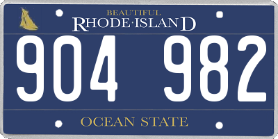 RI license plate 904982