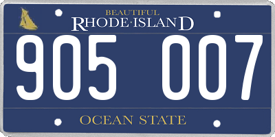 RI license plate 905007