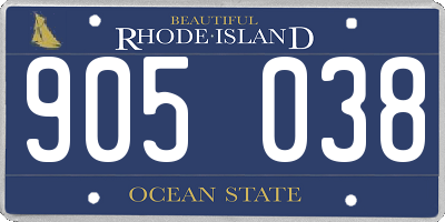 RI license plate 905038
