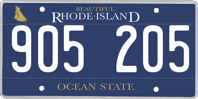 RI license plate 905205