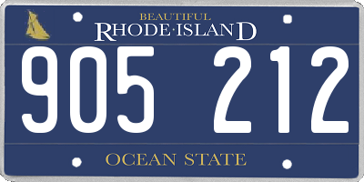 RI license plate 905212