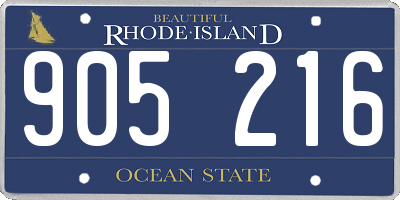 RI license plate 905216