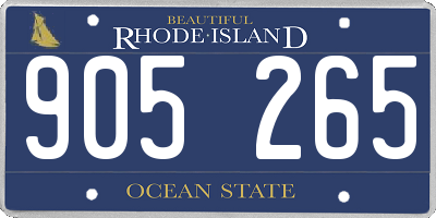 RI license plate 905265