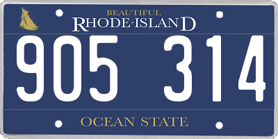 RI license plate 905314