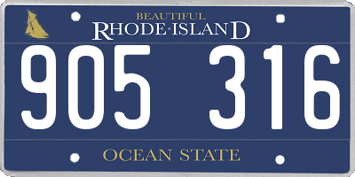 RI license plate 905316