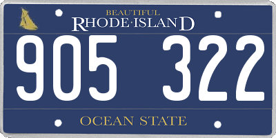 RI license plate 905322