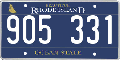 RI license plate 905331