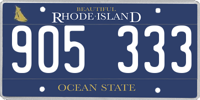 RI license plate 905333