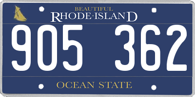 RI license plate 905362