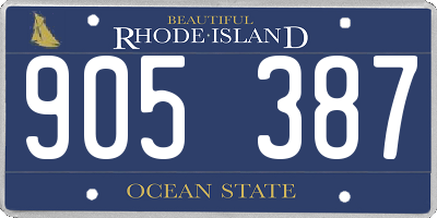 RI license plate 905387