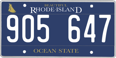 RI license plate 905647