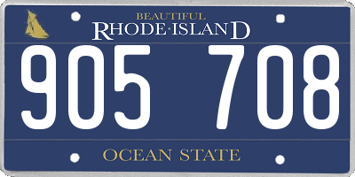RI license plate 905708