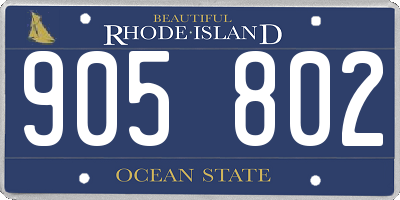 RI license plate 905802