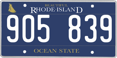 RI license plate 905839