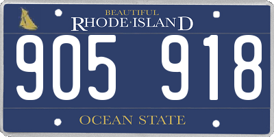 RI license plate 905918