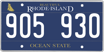 RI license plate 905930