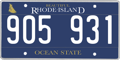 RI license plate 905931