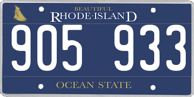 RI license plate 905933