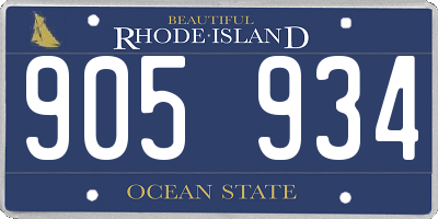RI license plate 905934
