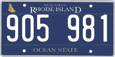 RI license plate 905981